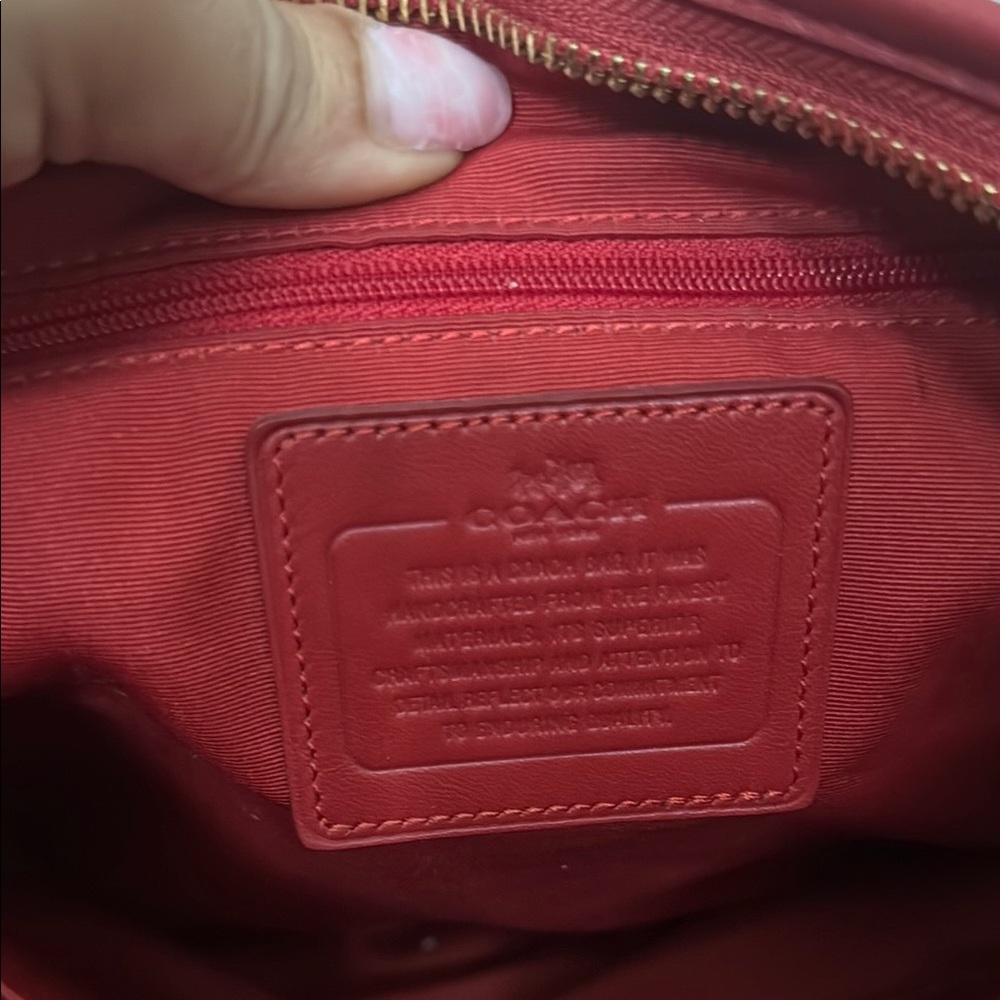Unique Pristine Coach Brown Crossbody with Red Stripe and Red Strap - Picture 9 of 15